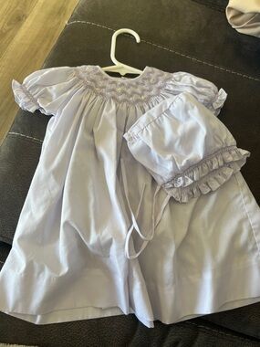 Petit Ami Lilac Smocked Dress with Bonnet